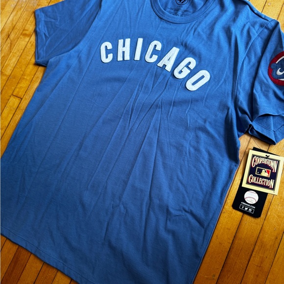 NWT 47 Chicago Cubs Cooperstown Collection Cadet Blue T-Shirt Sz. L - Picture 2 of 6